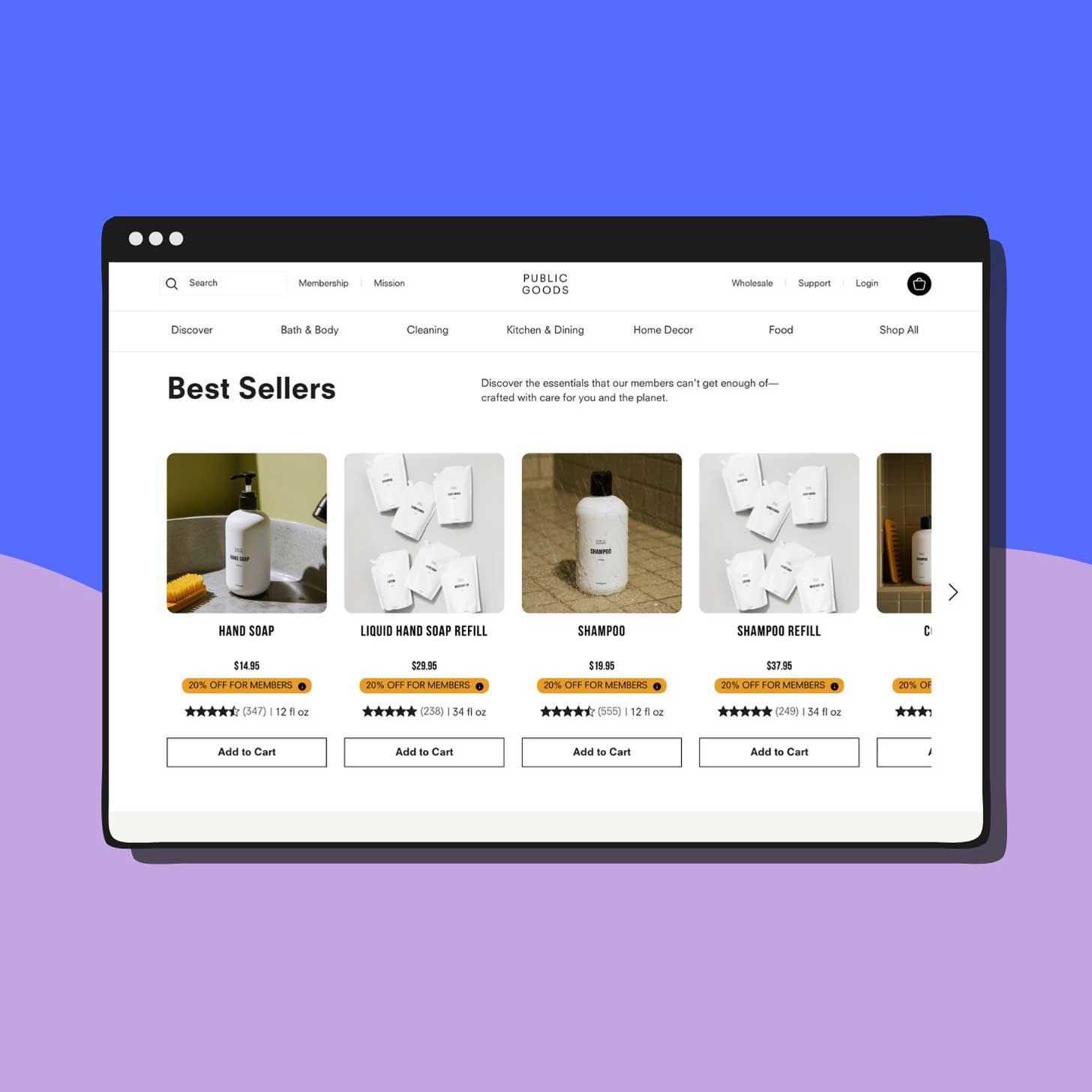 A screenshot of the Public Goods website