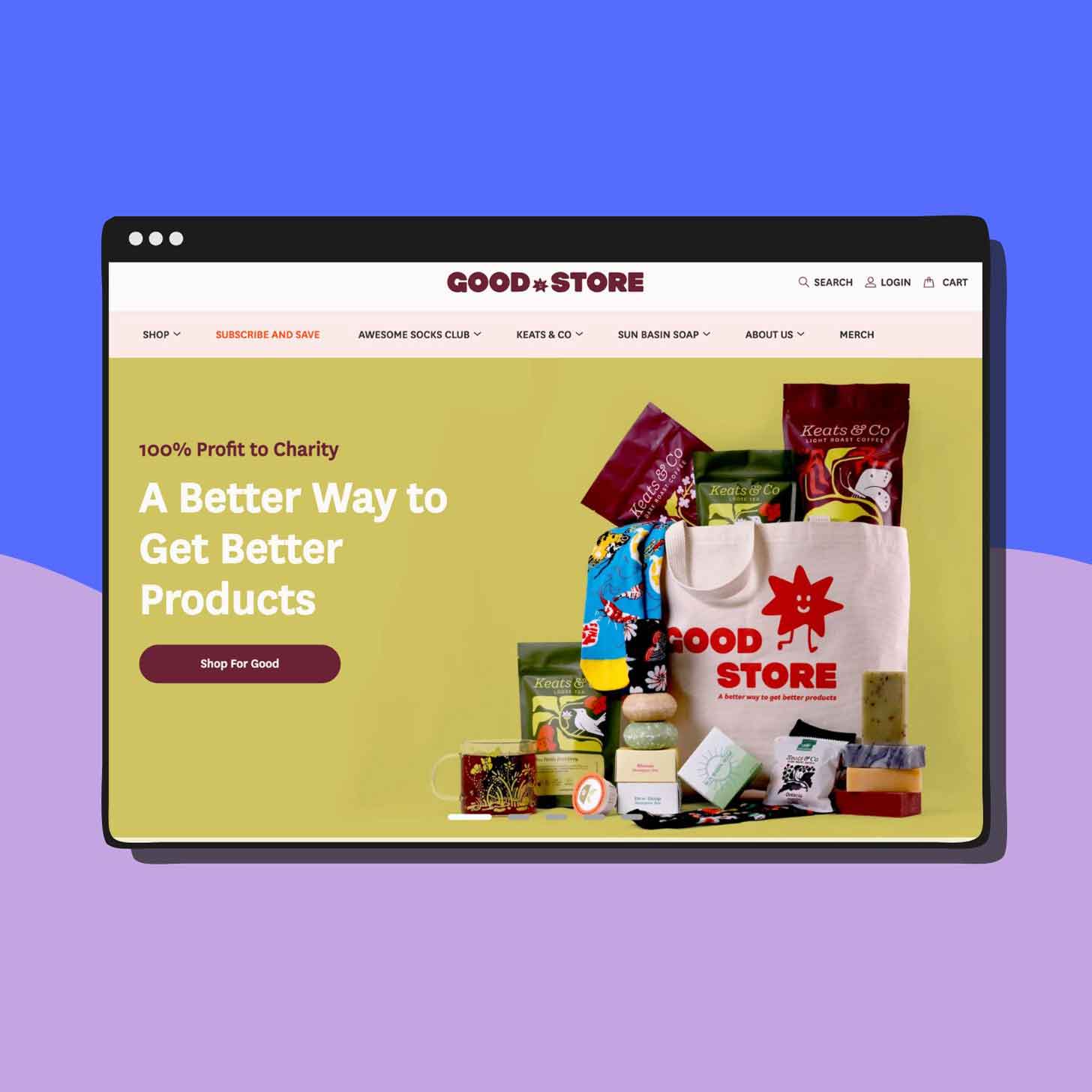 A screenshot of the Good Store website