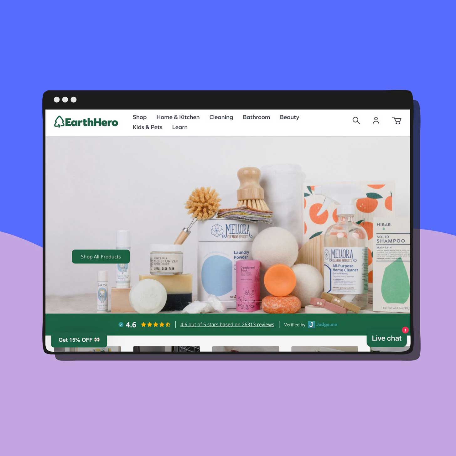 A screenshot of the EarthHero website