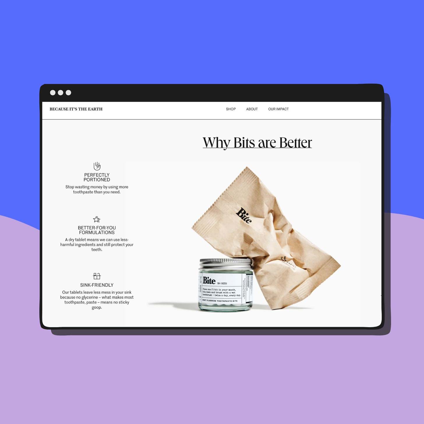 A screenshot of the Bite website