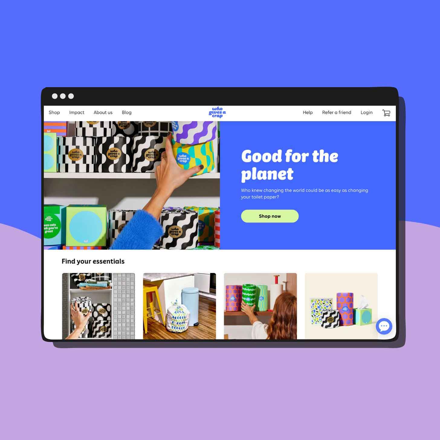 A screenshot of the Who Gives A Crap website