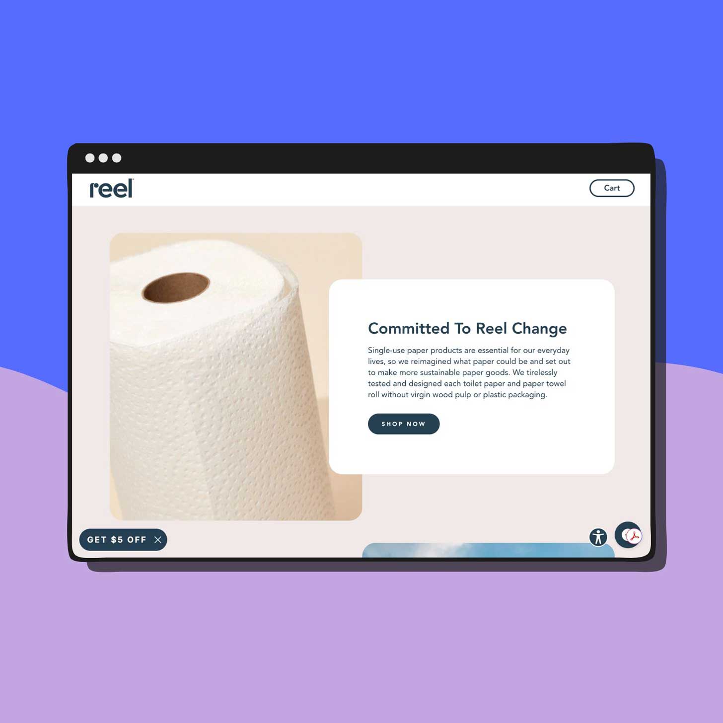 A screenshot of the Reel website