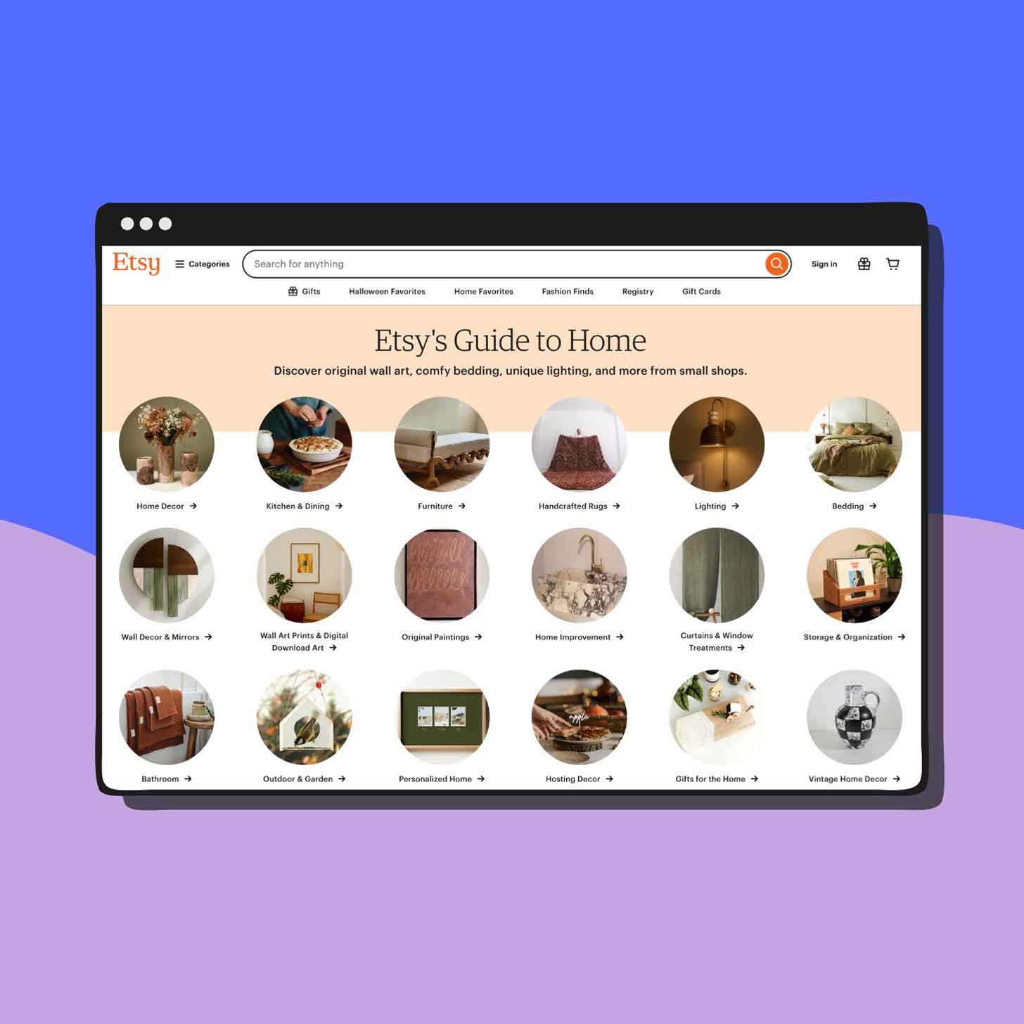 A screenshot of the Etsy website