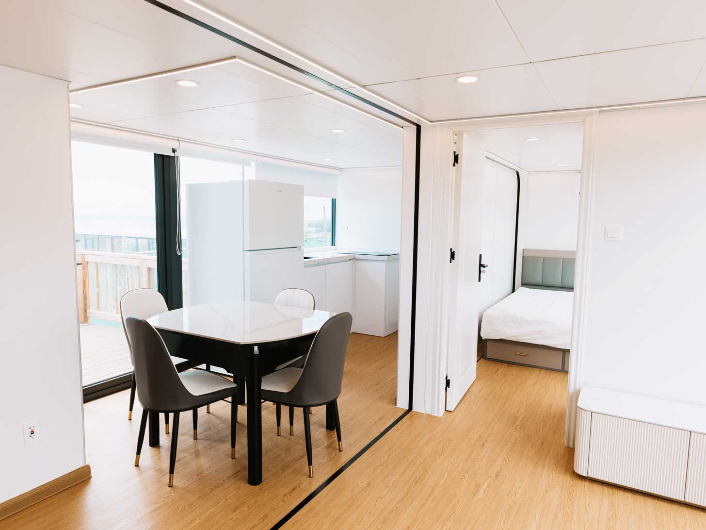An interior view of a modular tiny home