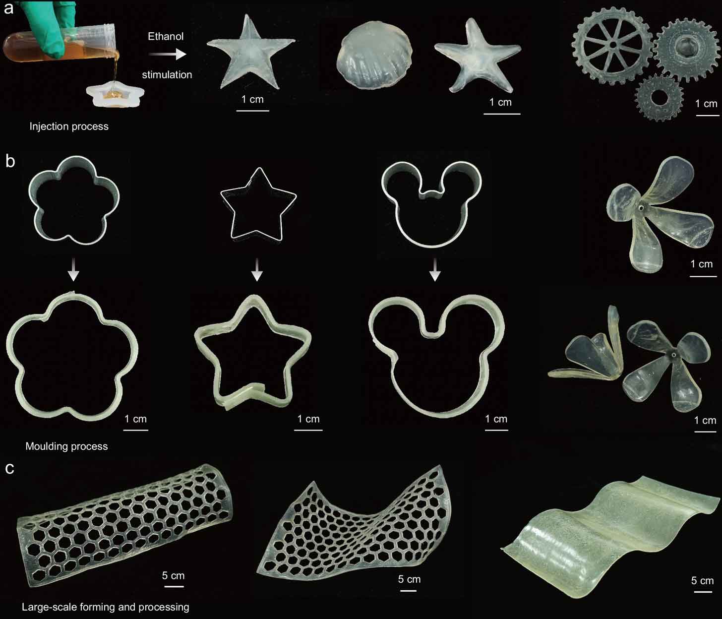 A research diagram shows bamboo and traditional plastics being morphed into various shapes