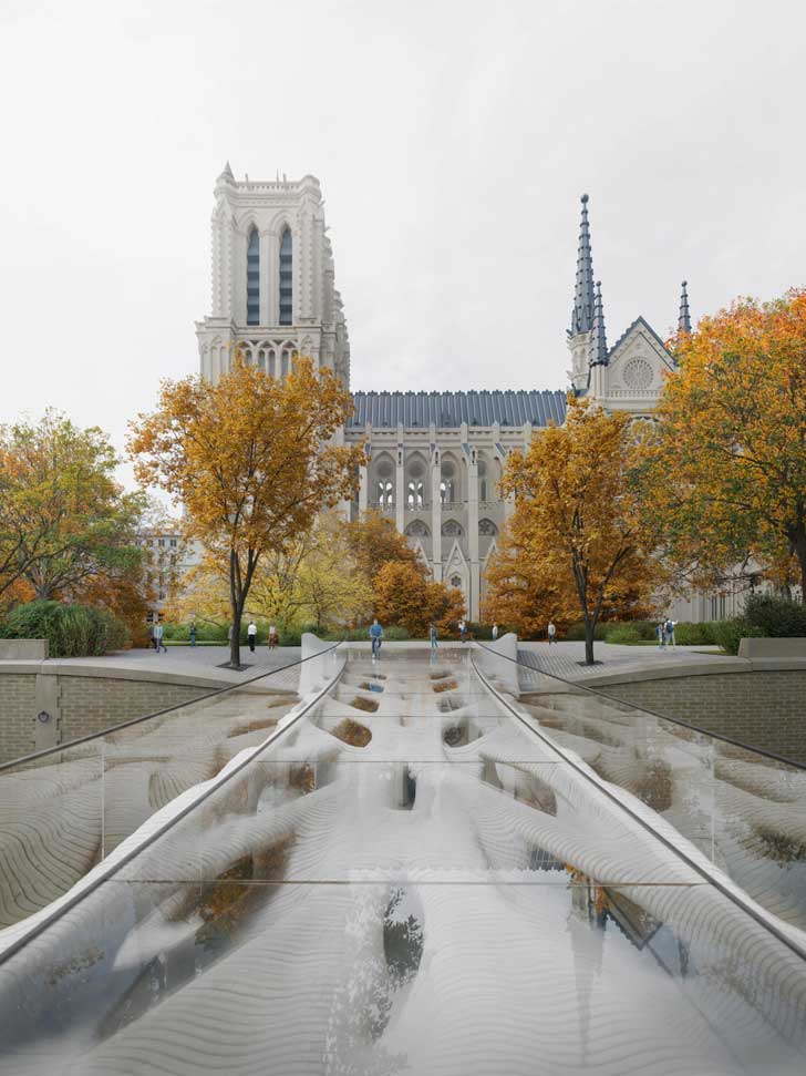 A rendering of a pedestrian bridge in Paris
