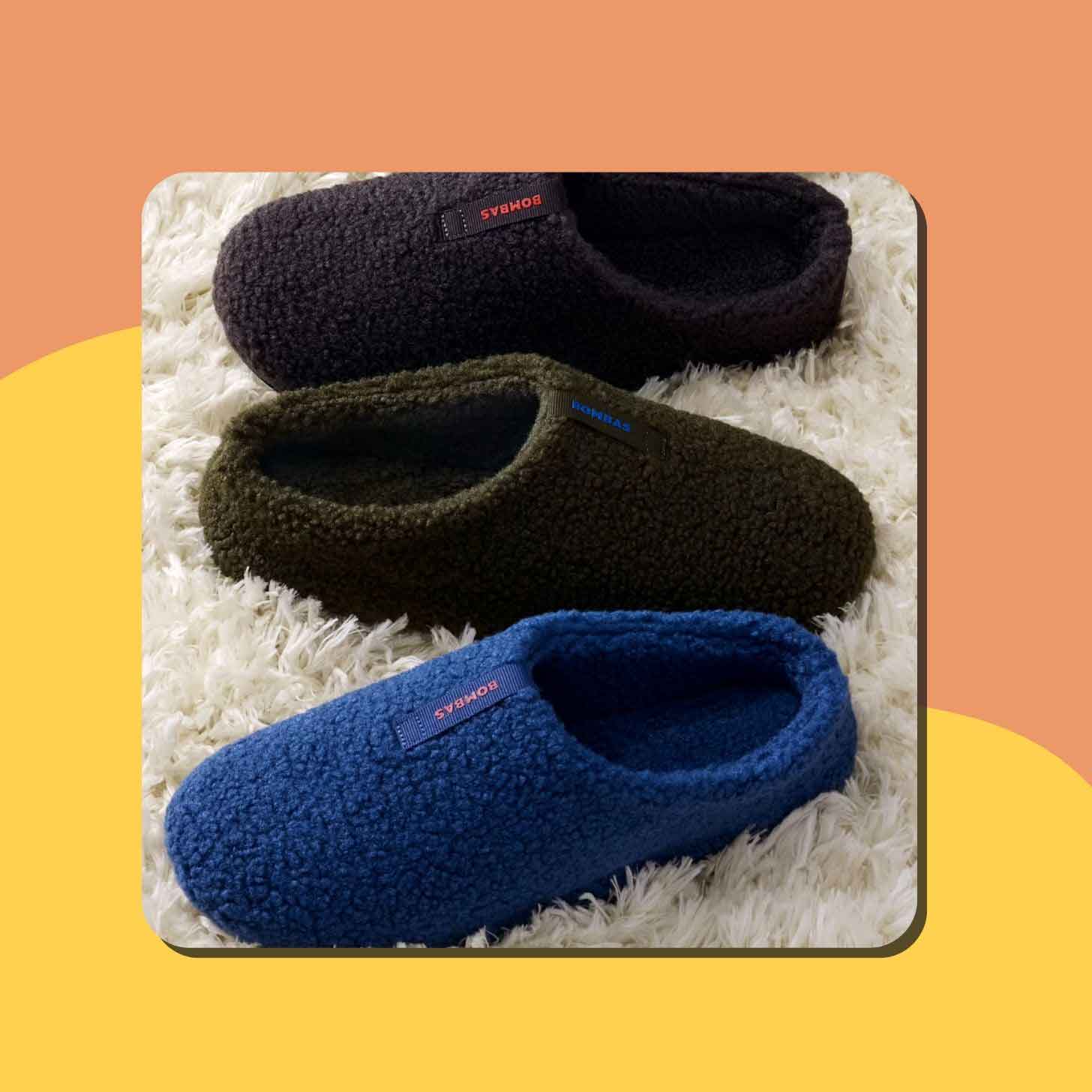 Three pairs of sherpa slippers from Bombas