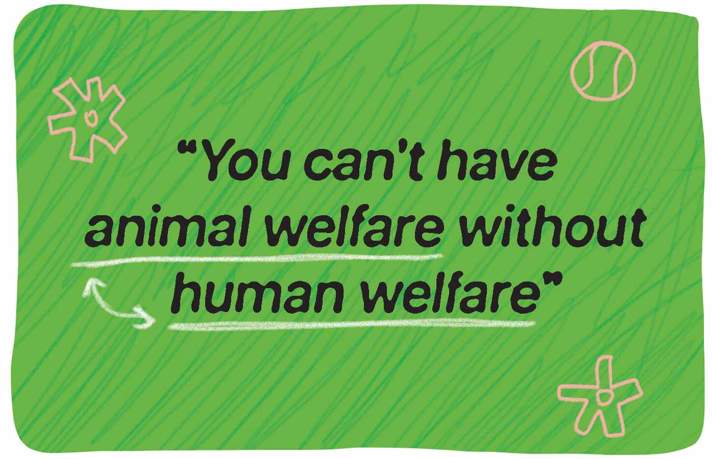 "You can't have animal welfare without human welfare."
