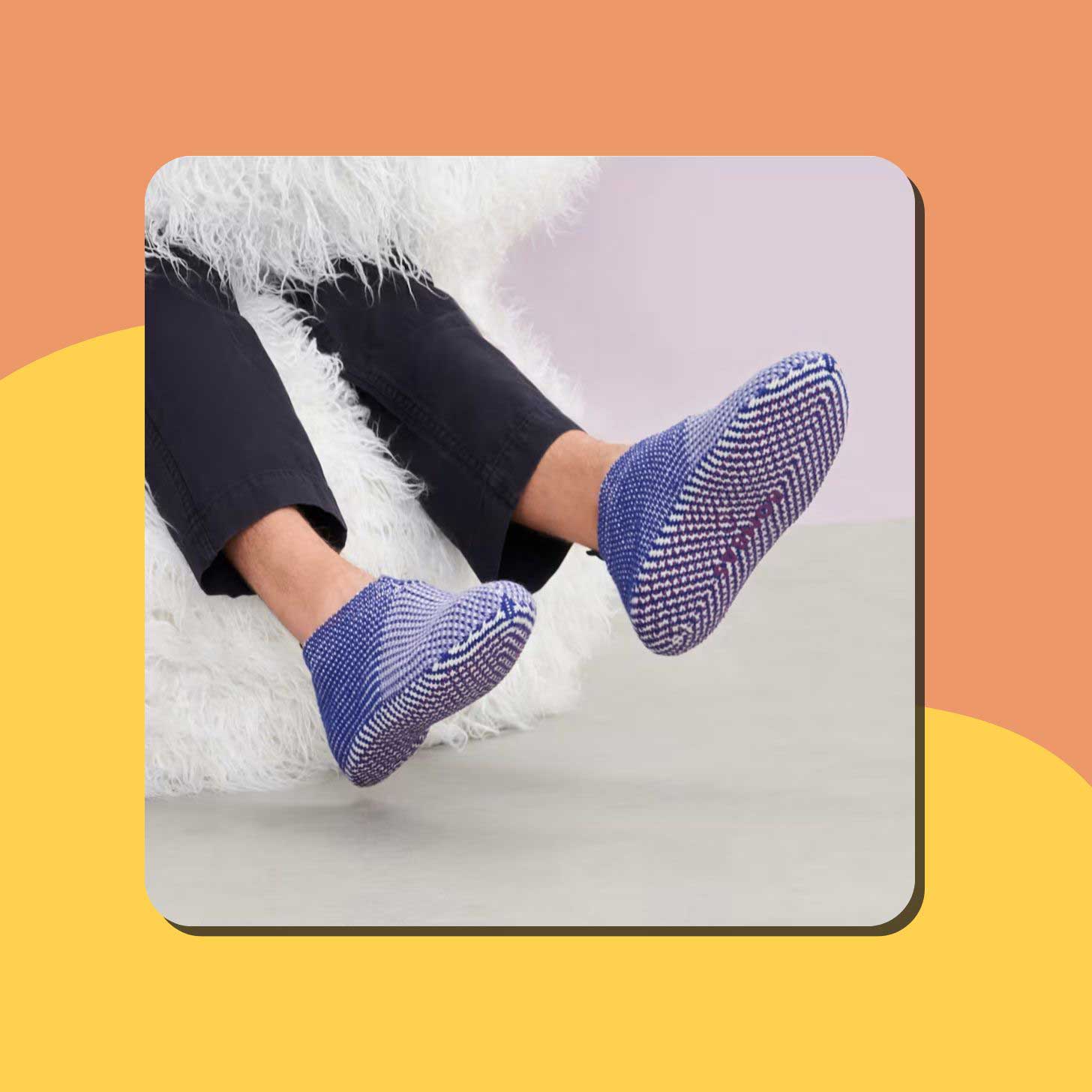 Blue gripper slippers from Bombas