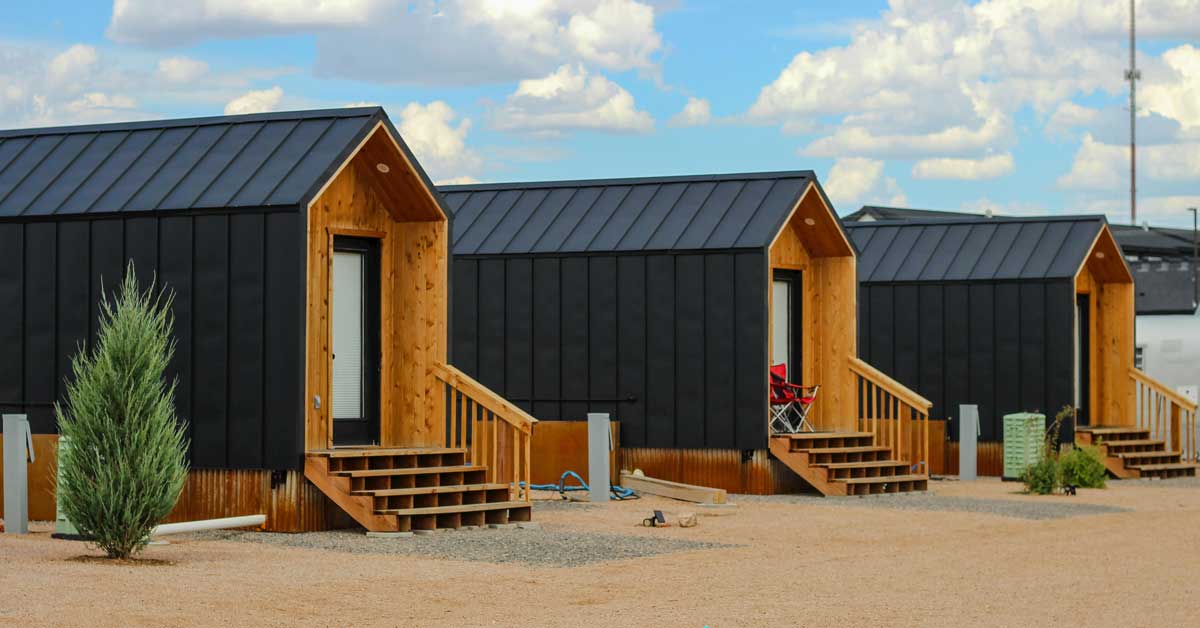 Three tiny homes in a row