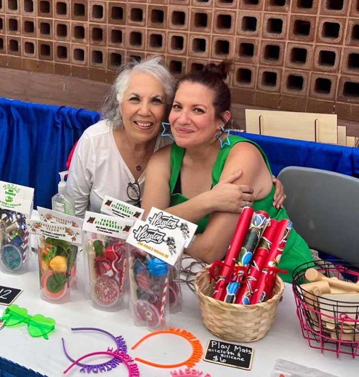 A mother and a daughter hugging