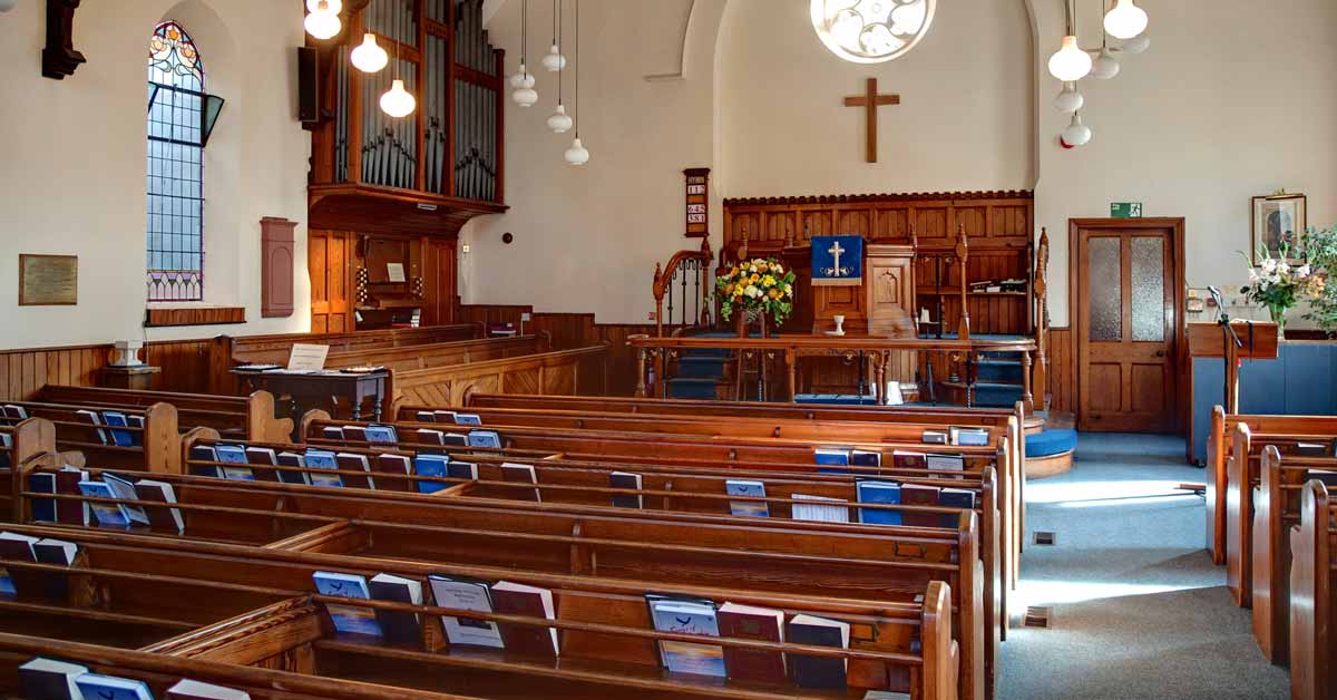 The inside of a Methodist church