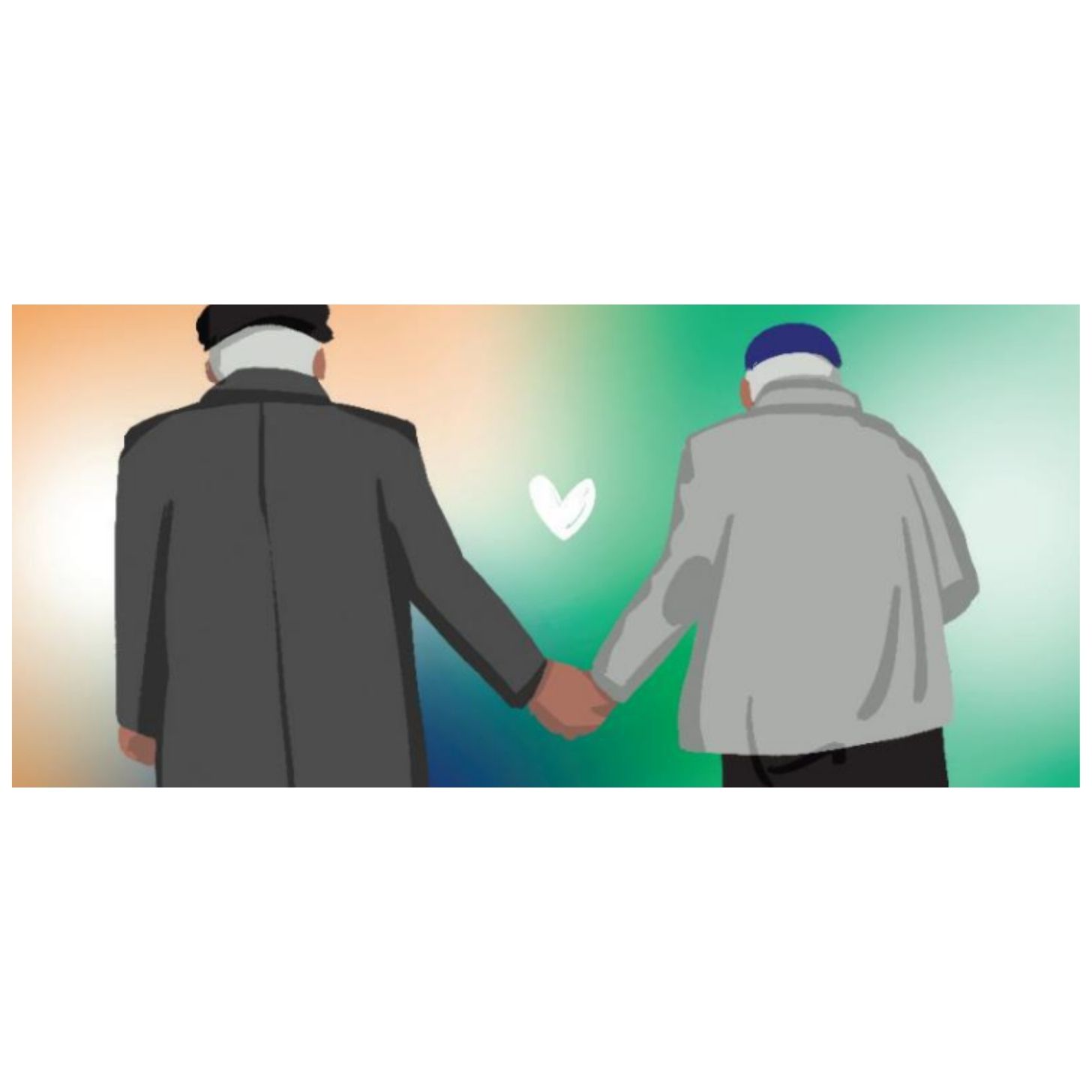 An illustration of two elderly men holding hands