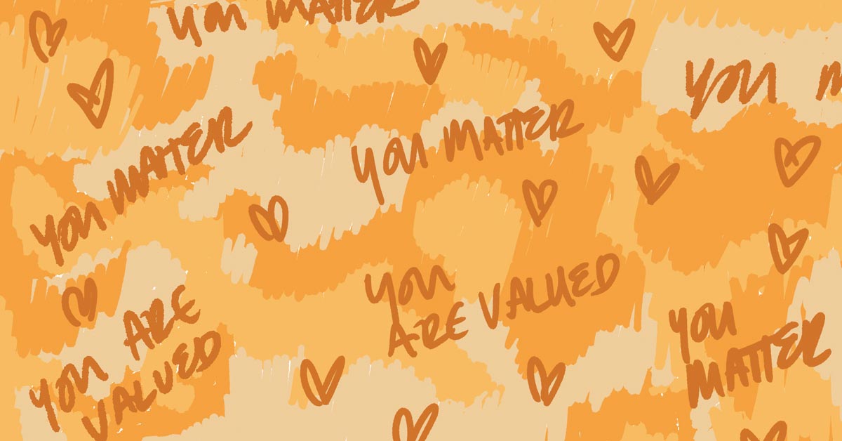 On an orange scribble background are handwritten words reading "you matter"