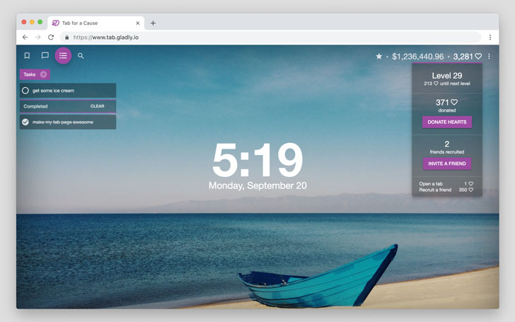Tab for a Cause landing page