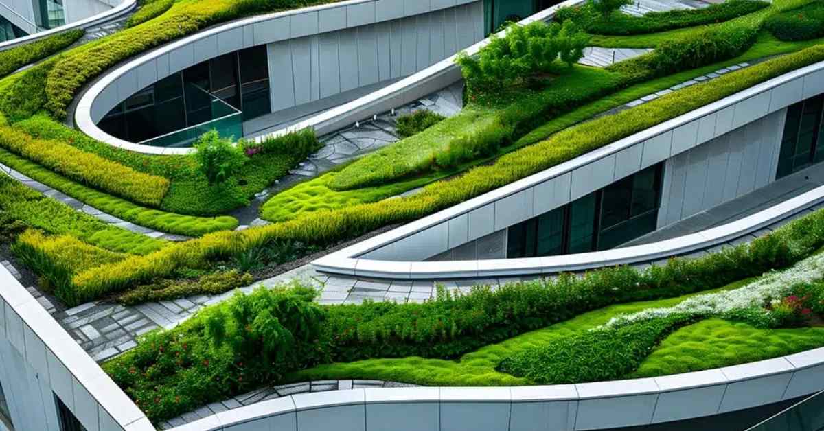 Curved roofs filled with greenery