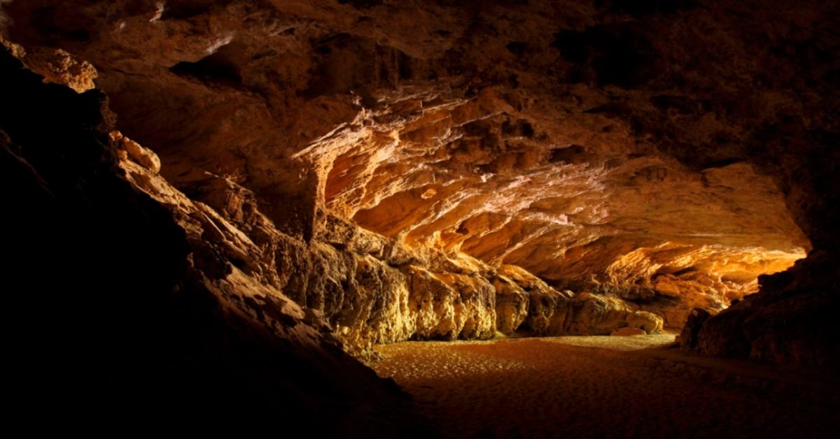 An Australian cave with sunlight leaking in