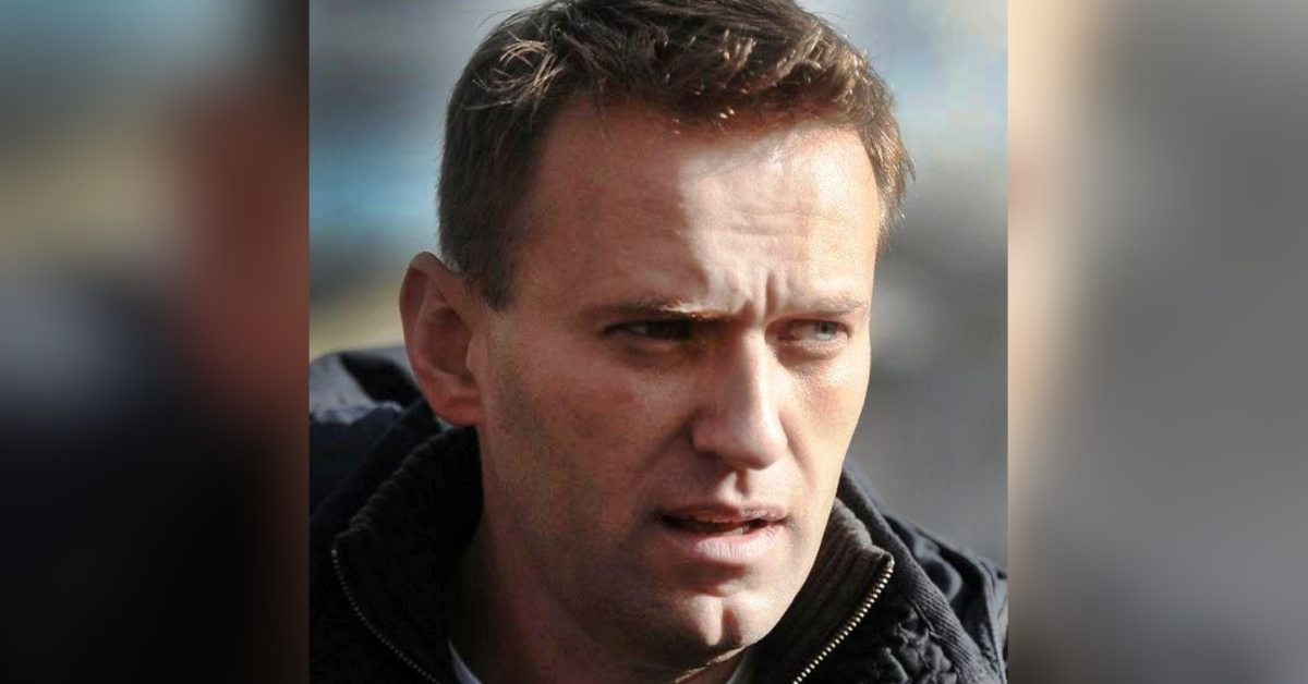 Alexei Navalny, a white man with short brown hair in his 40s, in a closeup shot. 