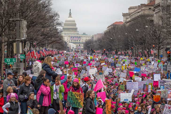 A crowd gathers for the 2017 Women's March in Washington, D.C.