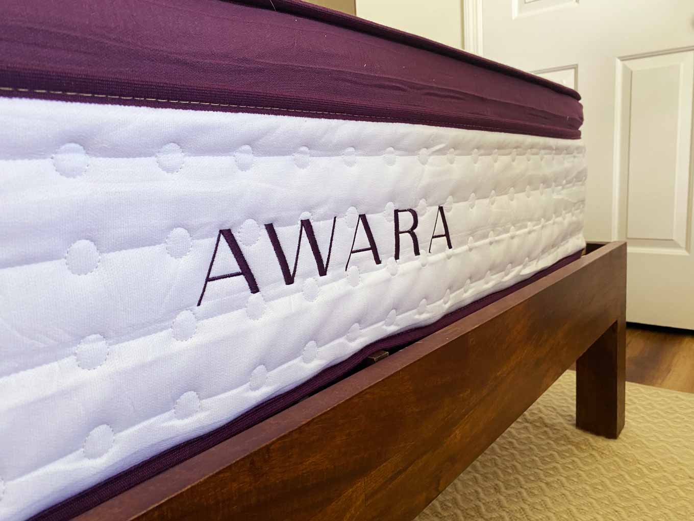 Closeup view of side of ecofriendly Awara mattress