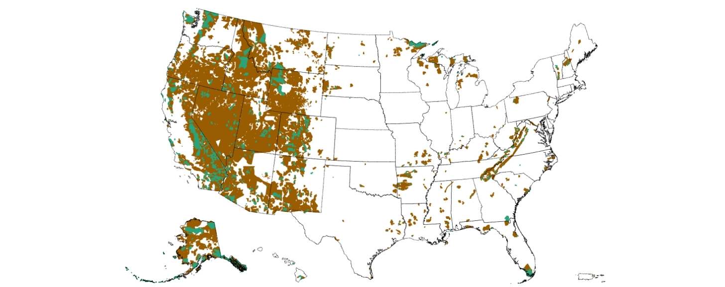 A graph showing designated protected wilderness across the United States of America