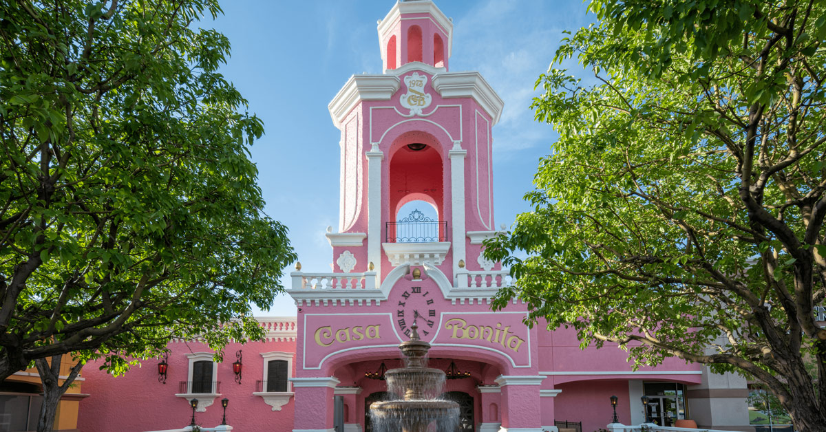 Casa Bonita, a pink, church-style restaurant in Denver, Colorado