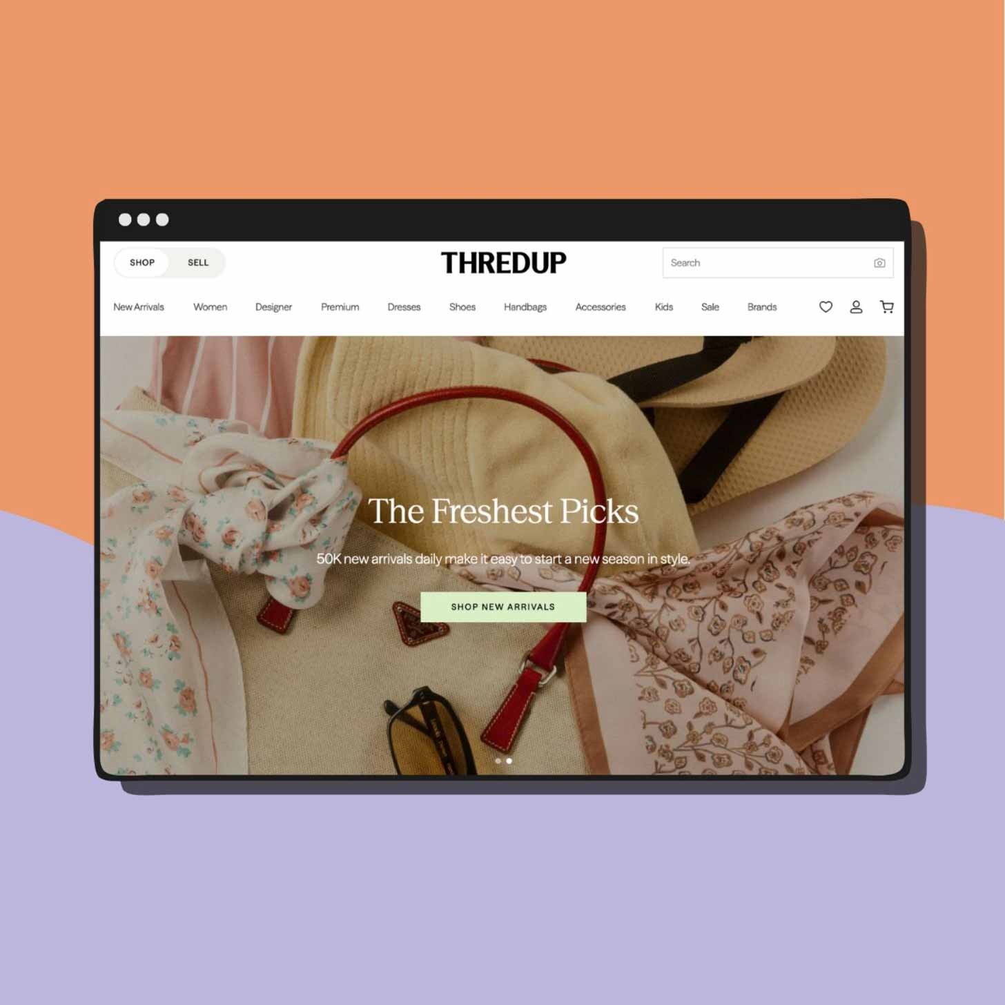 A screenshot of the ThredUp home page