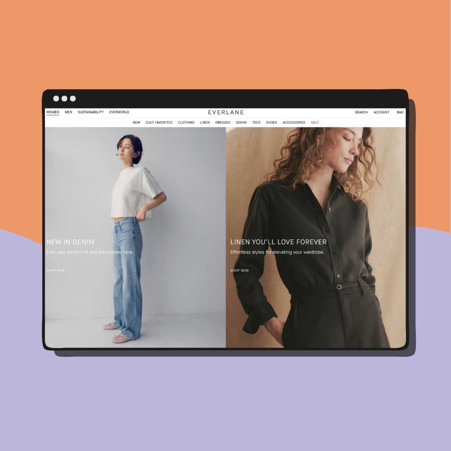 A screenshot of the Everlane home page