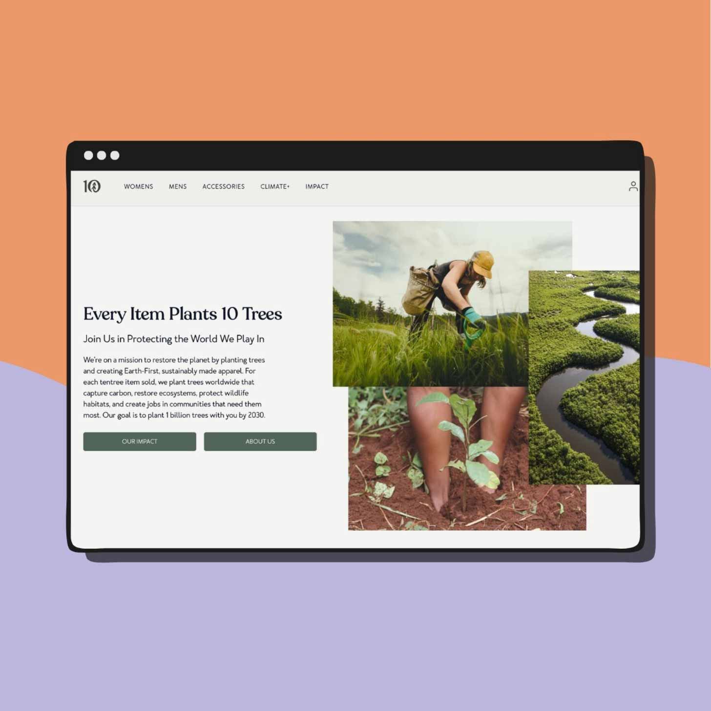A screenshot of the Tentree home page