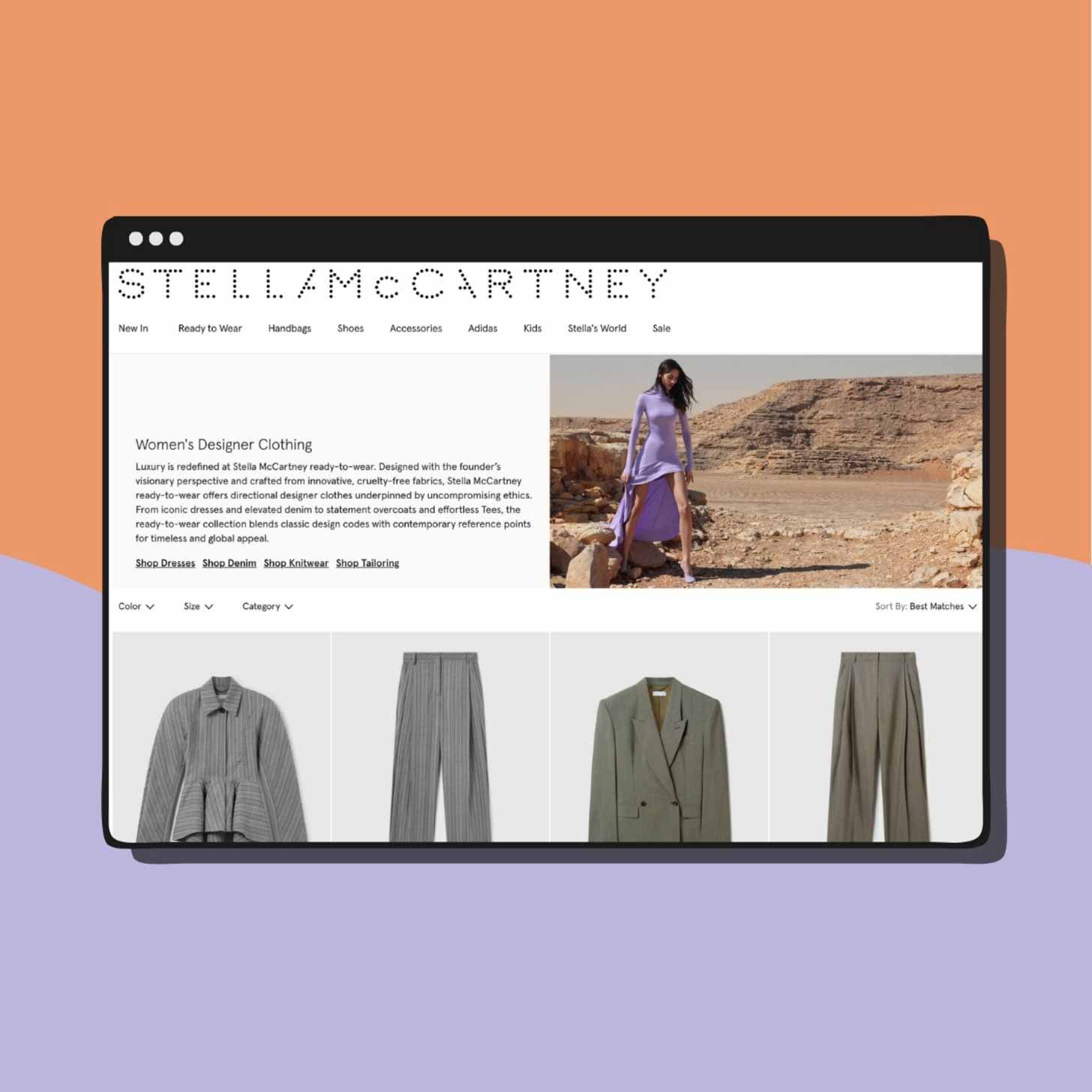A screenshot of the Stella McCartney home page