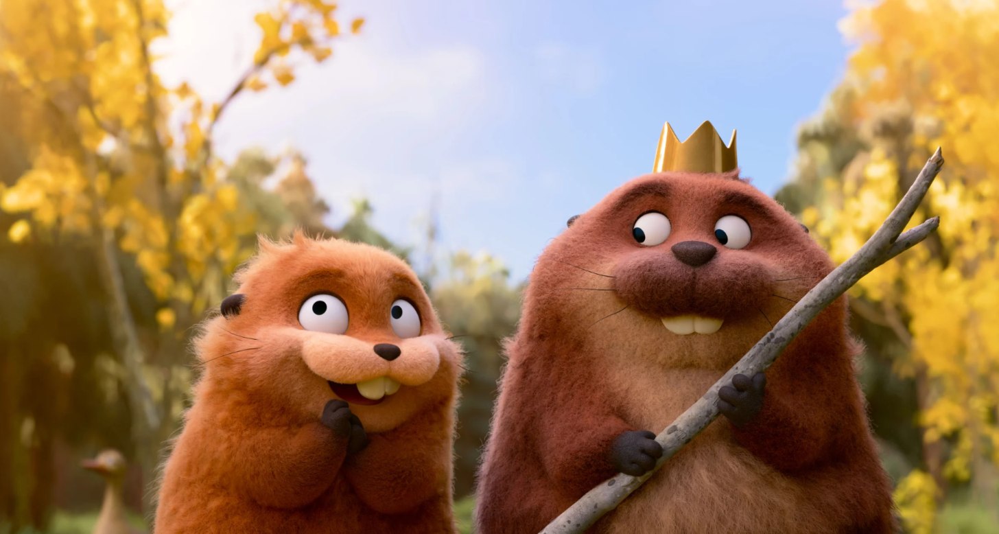 Two beavers in a still from the Pixar movie Hoppers