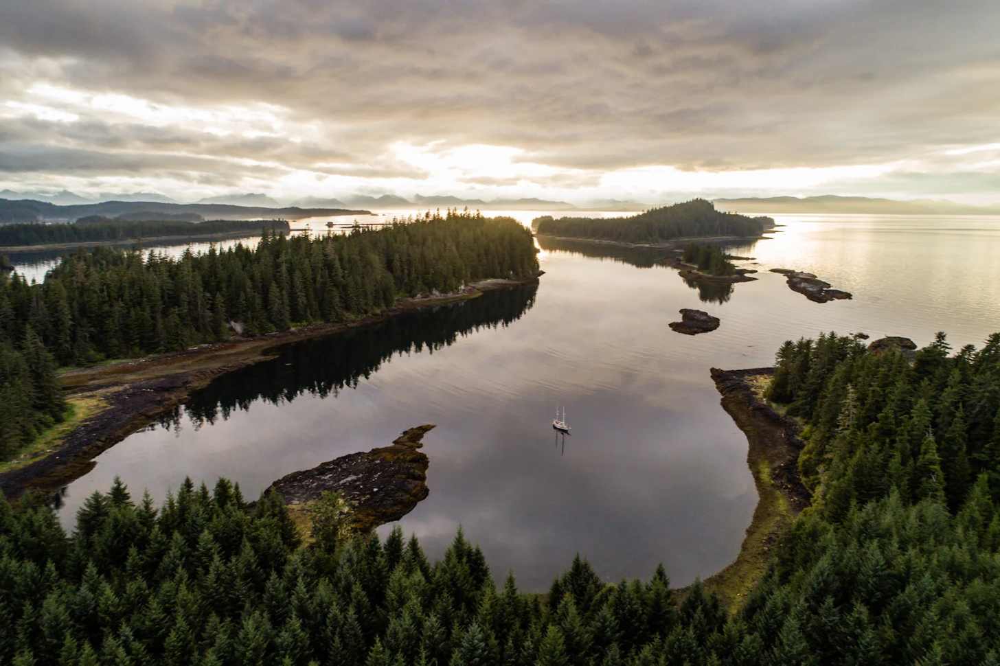 An aerial view of Alaska’s Tongass National Forest