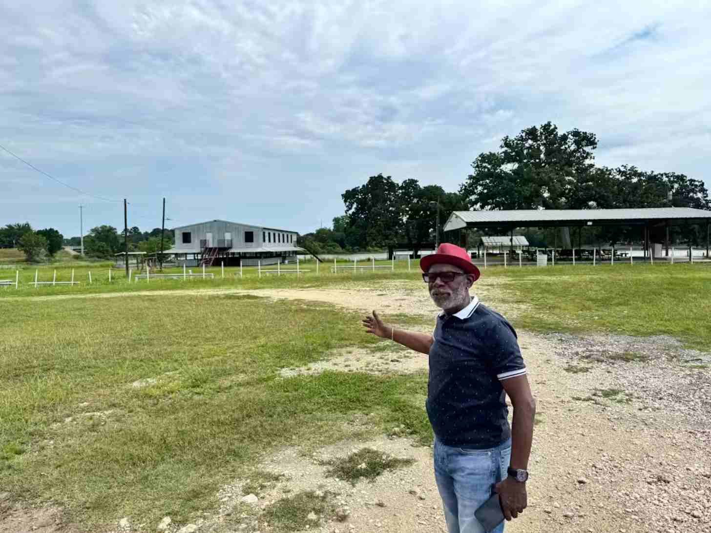 A man stands in Comanche Crossing, in Texas