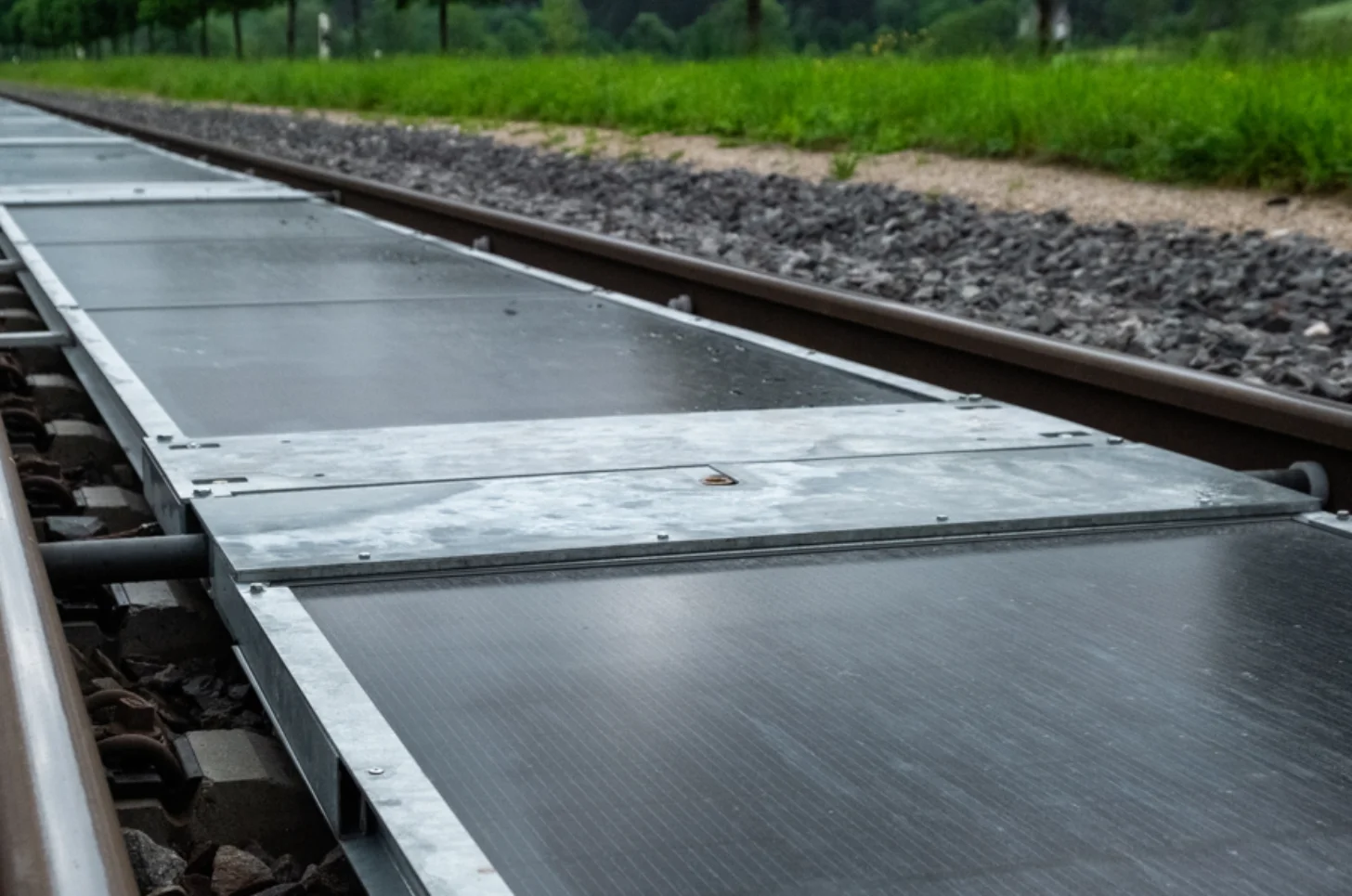 Solar panels installed on train track
