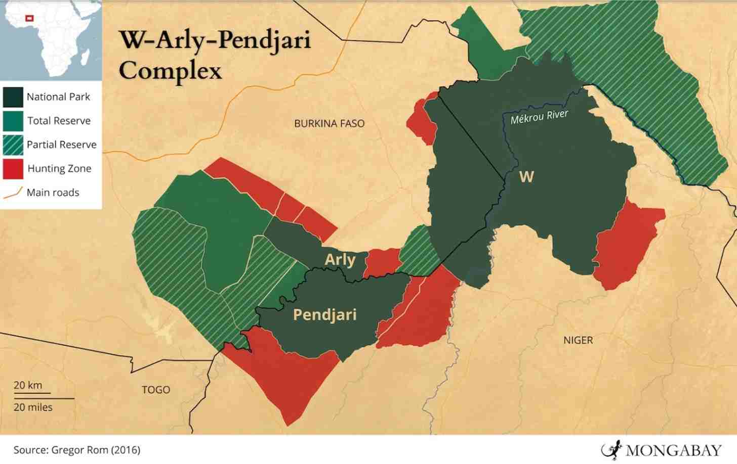 A map of the W-Arly-Pendjari Complex
