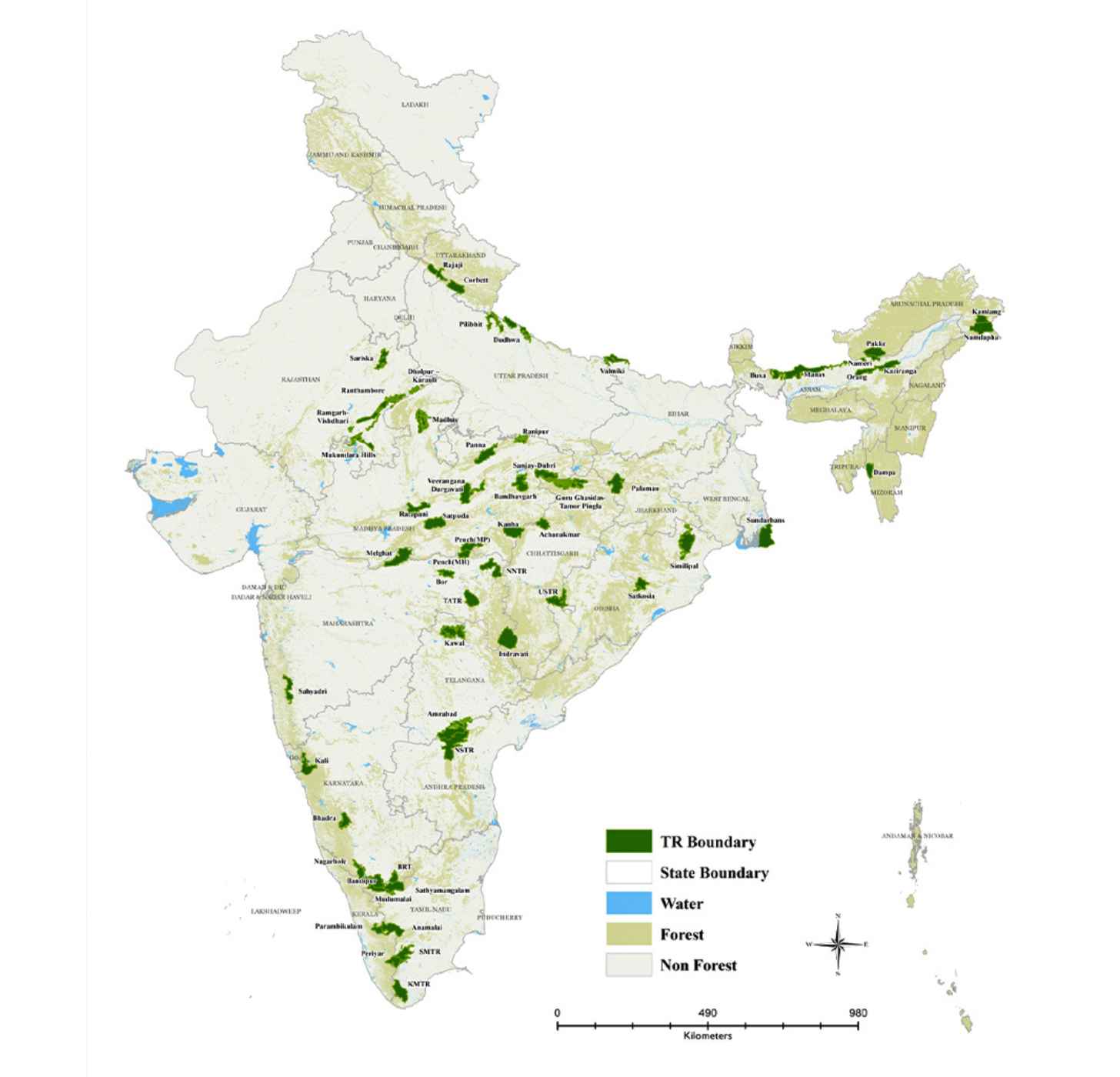 India is the world’s last stronghold for tigers, home to about 70% of all that remain. Since Indira Gandhi’s Project Tiger launched in 1973, its tiger reserves have grown from 9 to 58. Courtesy of National Tiger Conservation Authority.