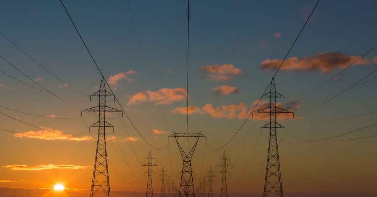 A row of electricity grids