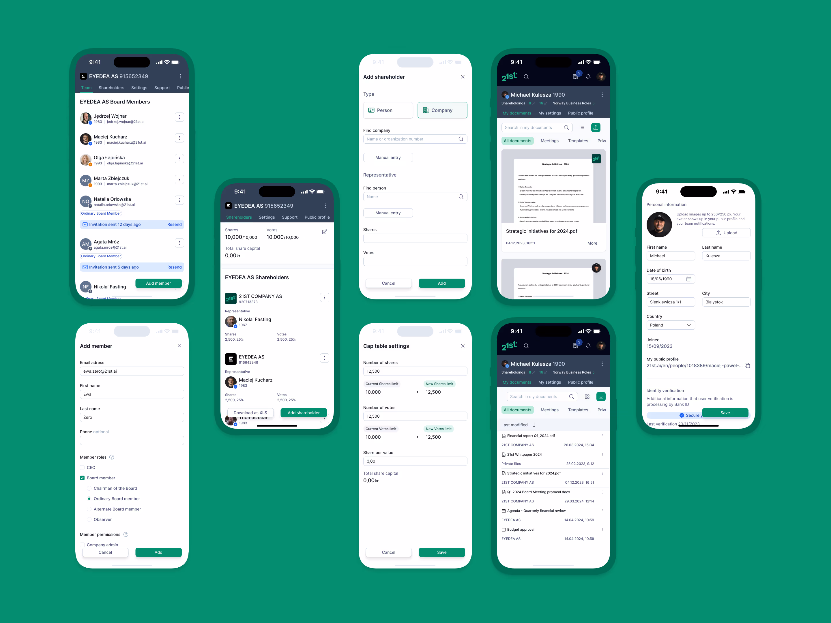21st.ai mobile navigation and document preview on tablet device