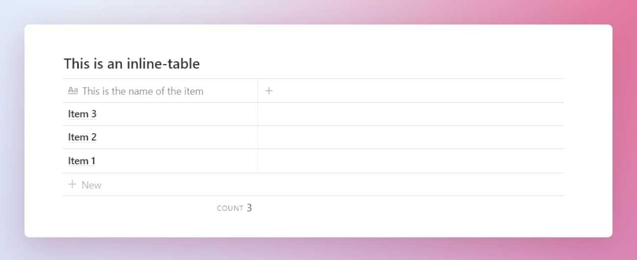 Notion tutorial inline-table example.