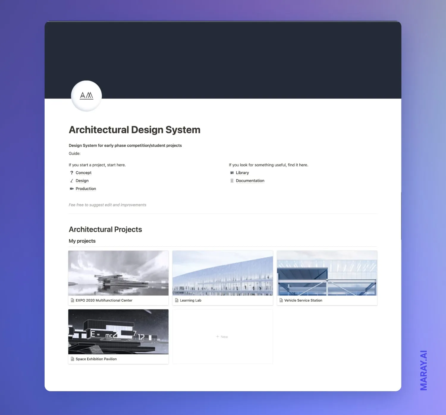 Architectural design system I am building in Notion.