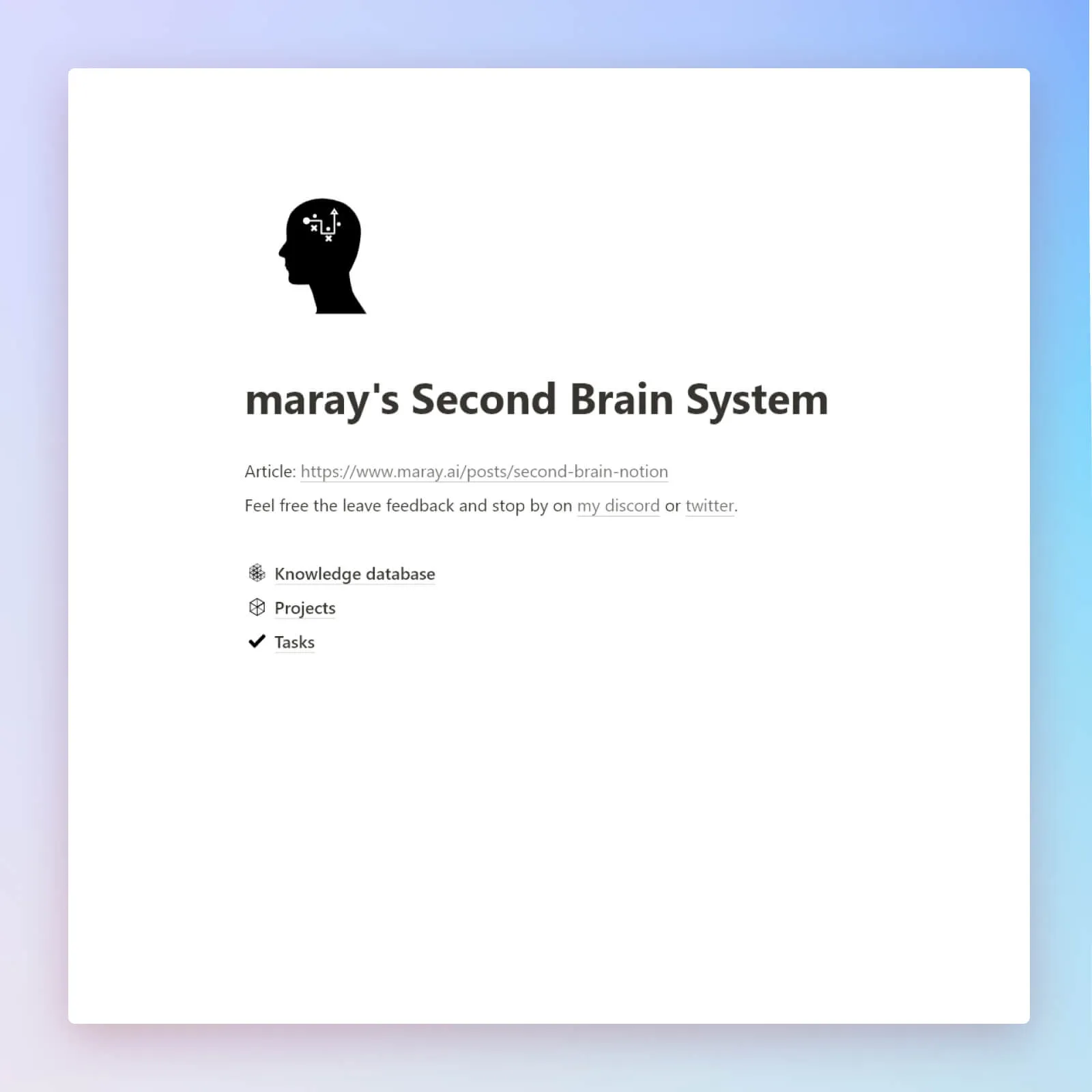 Second brain system in Notion.
