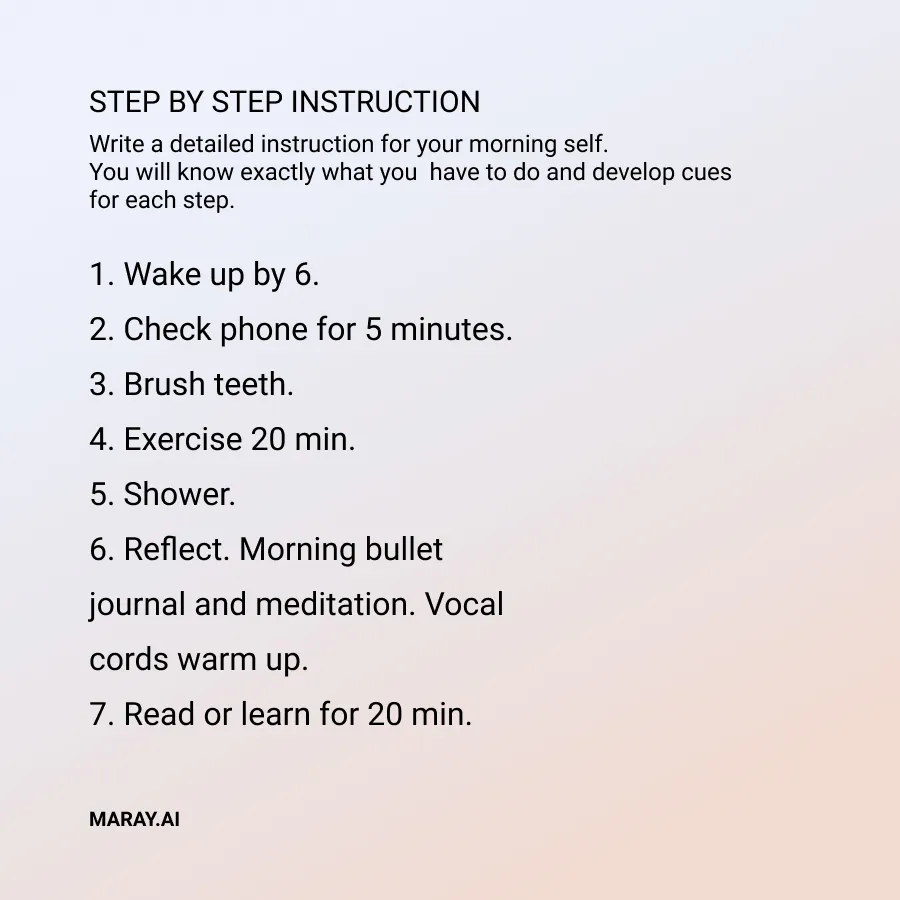 Morning ritual: step by step instruction