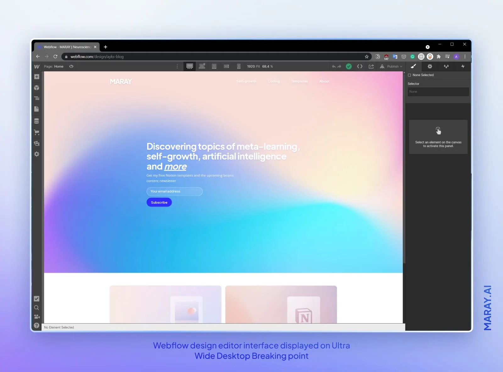 Webflow design editor interface.