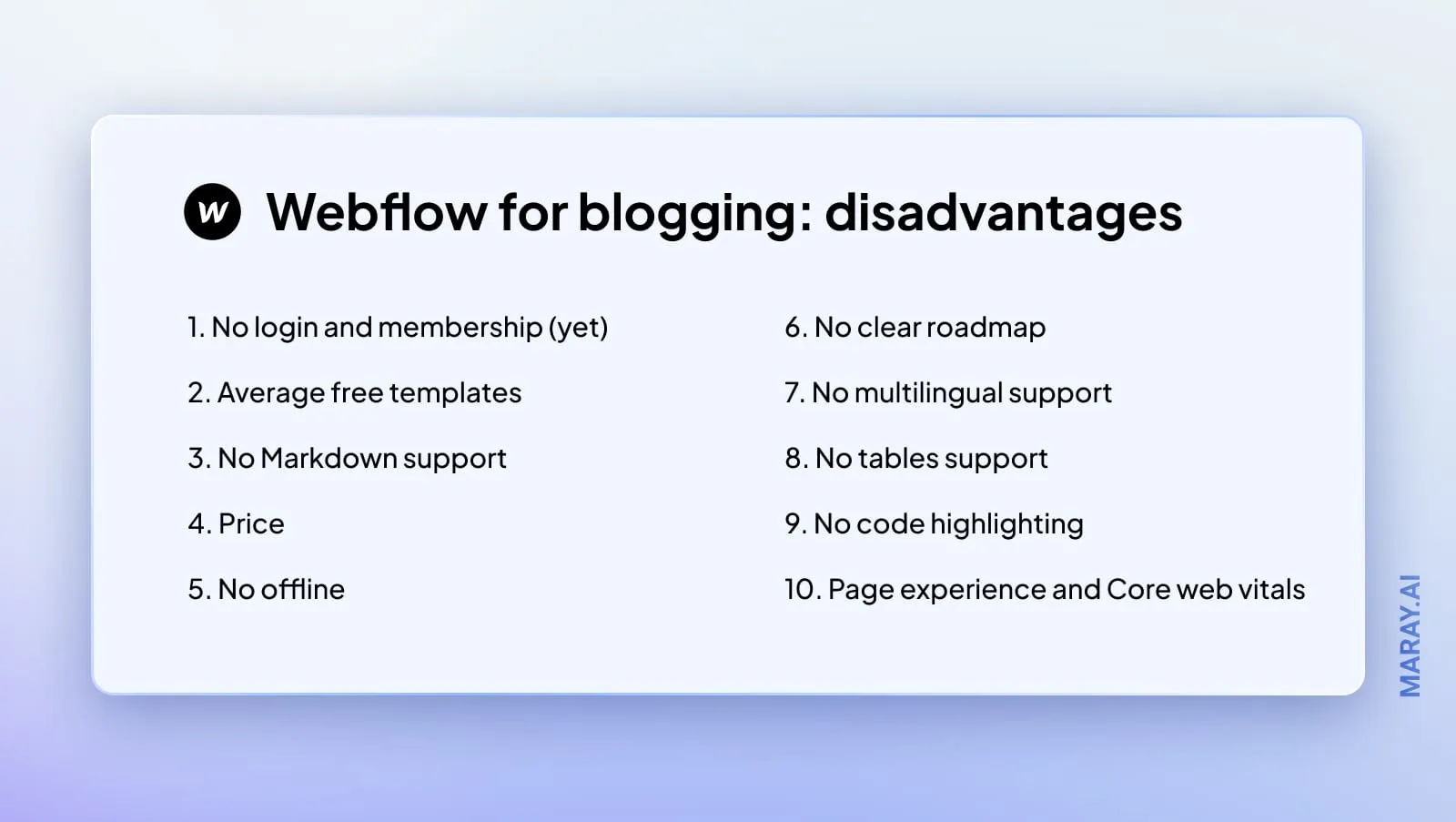 10 features that Webflow lacks as of 2021.