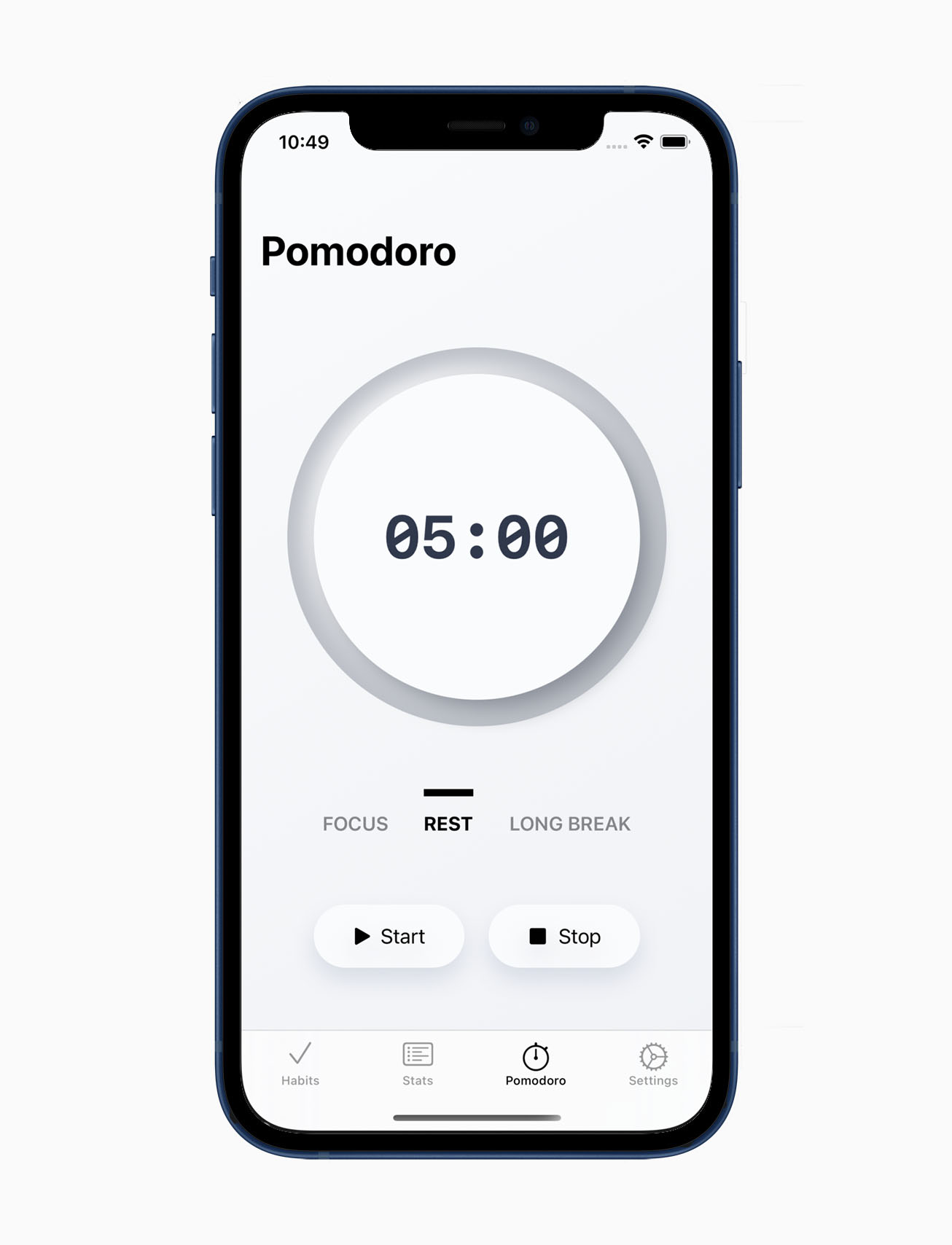 Pomodoro technique in habit tracker app