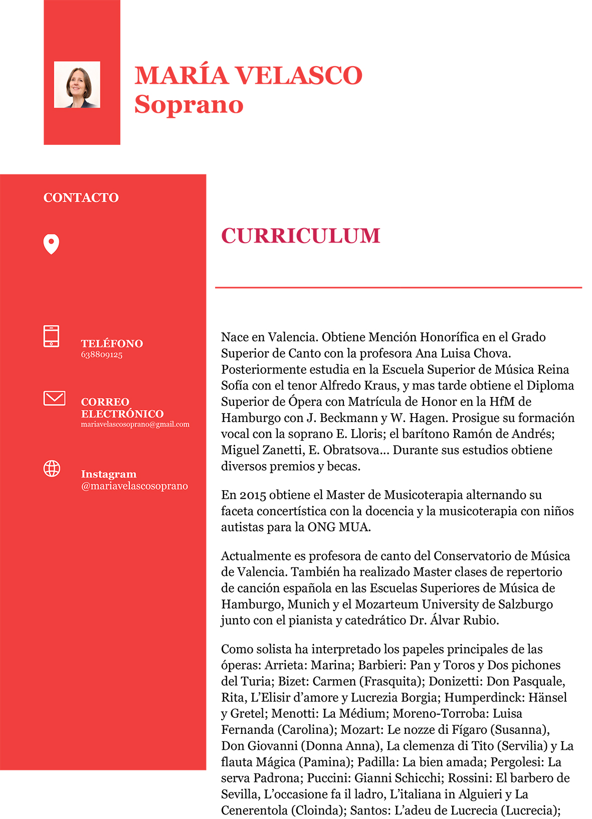 Currículum de María velasco