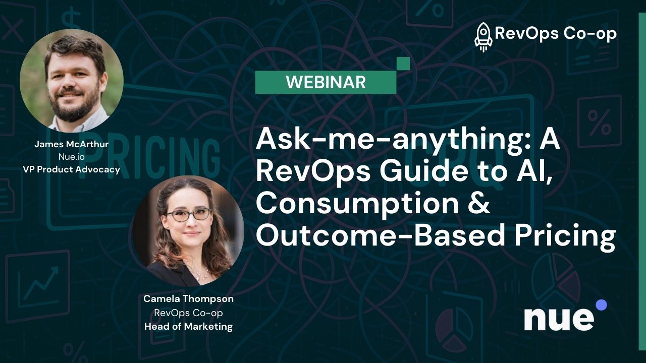 Nue webinar with Camela and James on usage based pricing