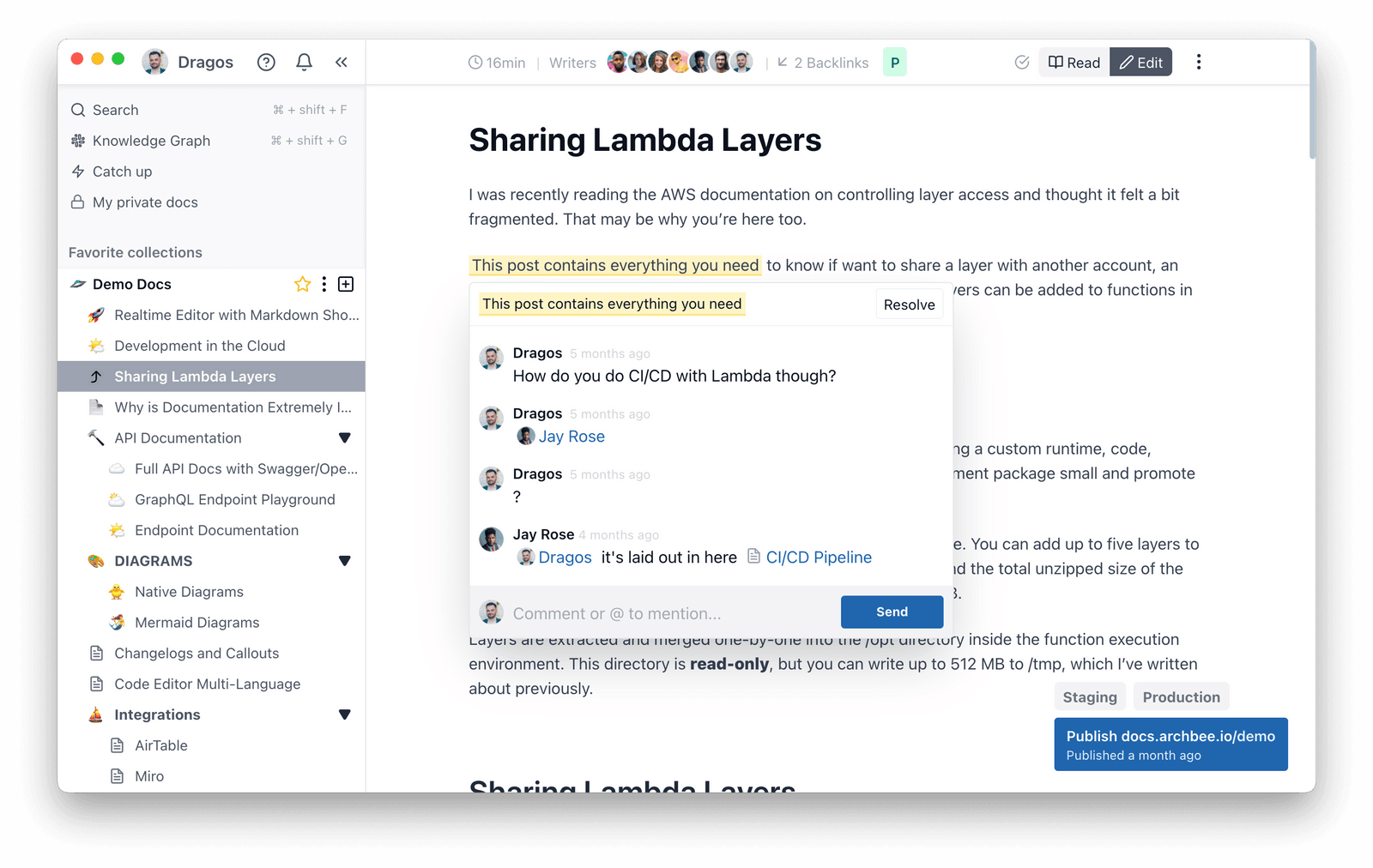 Sharing Lambda Layers on Archbee