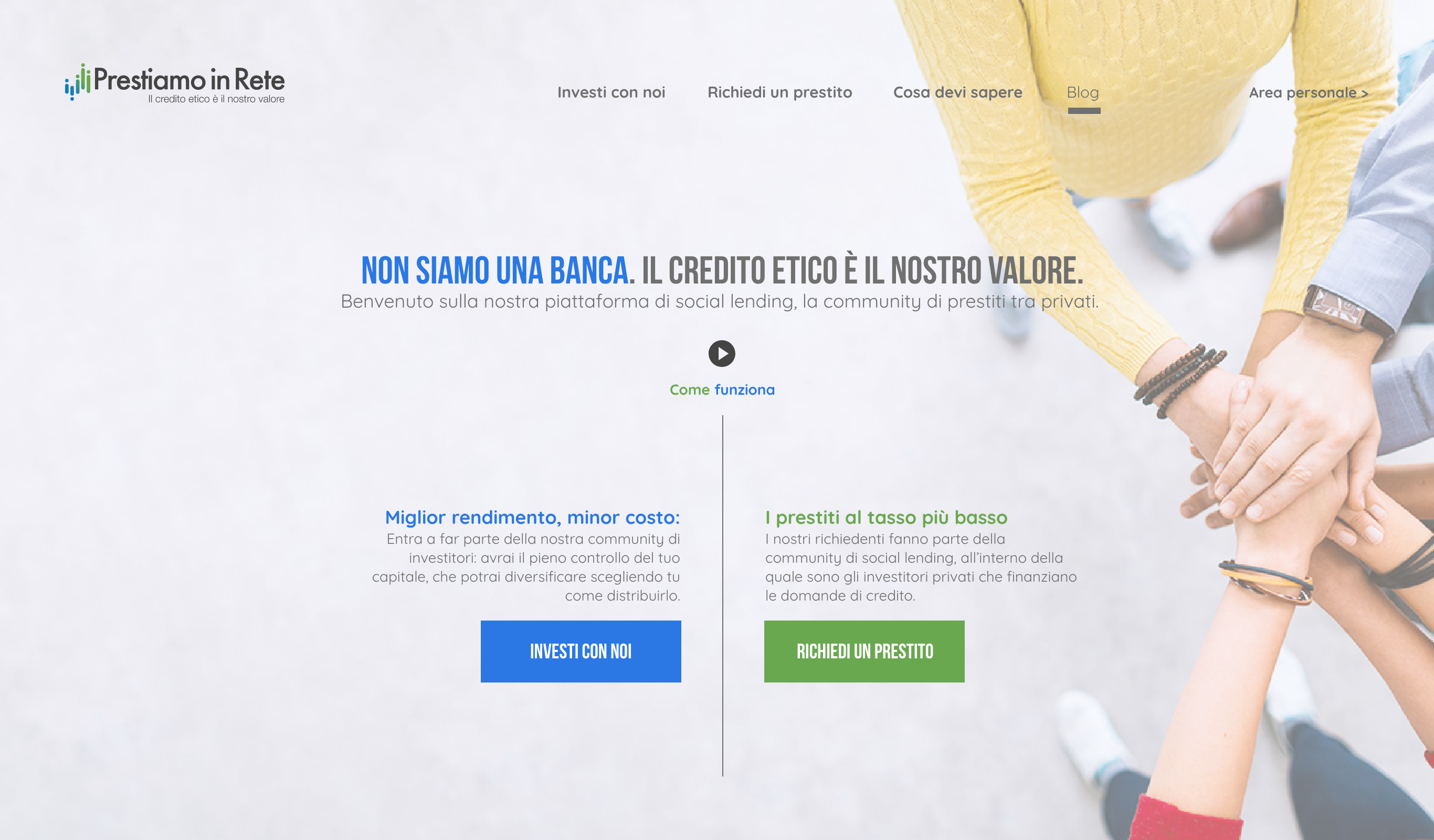 Homepage Prestiamo in Rete