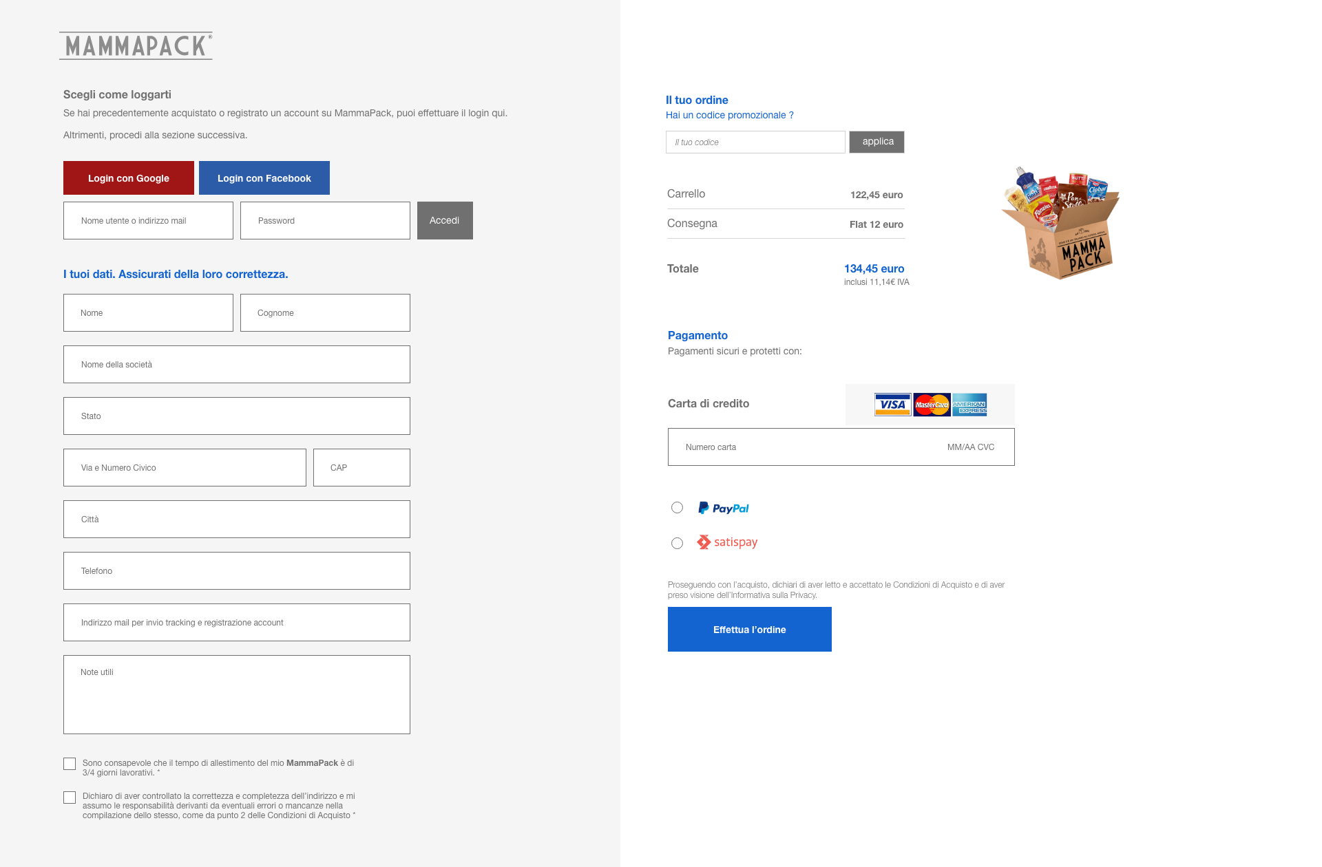 High Fidelity Prototype Checkout page